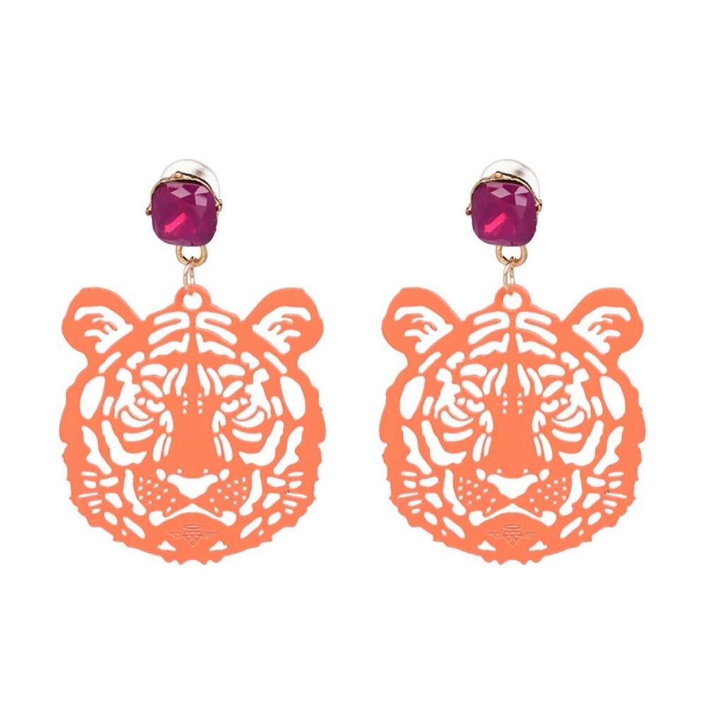 Orange Tiger Drop Earrings Cincinnati Bengals